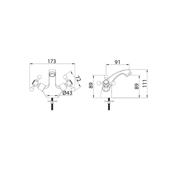 Смеситель для умывальника Milardo Duplex (DUPSB01M01)