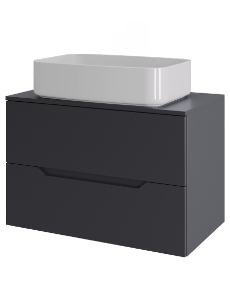 Тумба с раковиной подвесная 70 см, Orange Line Li-70TugMDF+B07-600W графит/белый