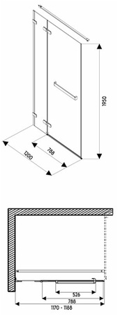 Двери распашные Kolo Next, релинг, Reflex (левые) HDSF12222R03L