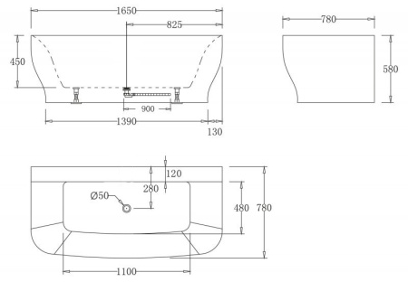 Акриловая ванна (165x78) BelBagno BB74-NERO-W0