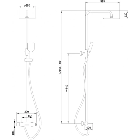 Душевая стойка AF8816L Emotion AF8816 с изливом, хром