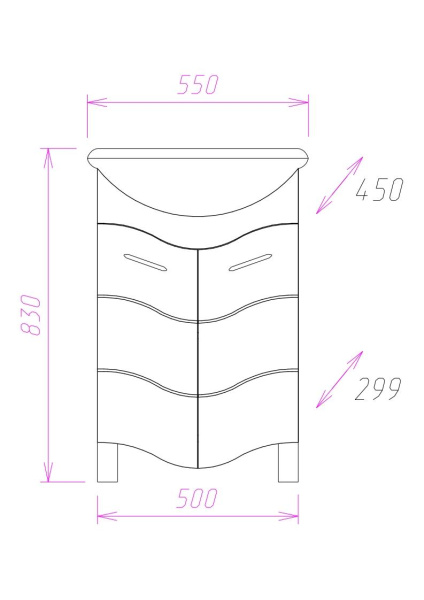 Тумба под раковину напольная Onika Лайн 55 105524