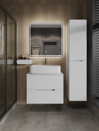 Тумба с раковиной подвесная 70 см, Orange Line Li-70TuwMDF+B07-600W белый