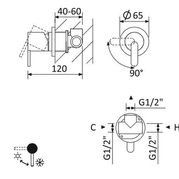 Смеситель для душа Cezares Leaf LEAF-DIM-L-01