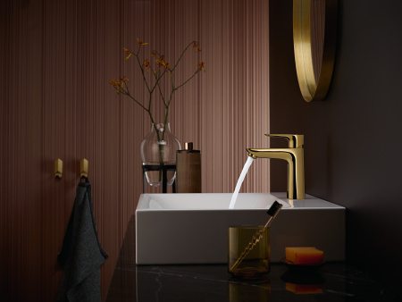 Смеситель для раковины с донным клапаном CoolStart Hansgrohe Talis E 71713990 полированное золото