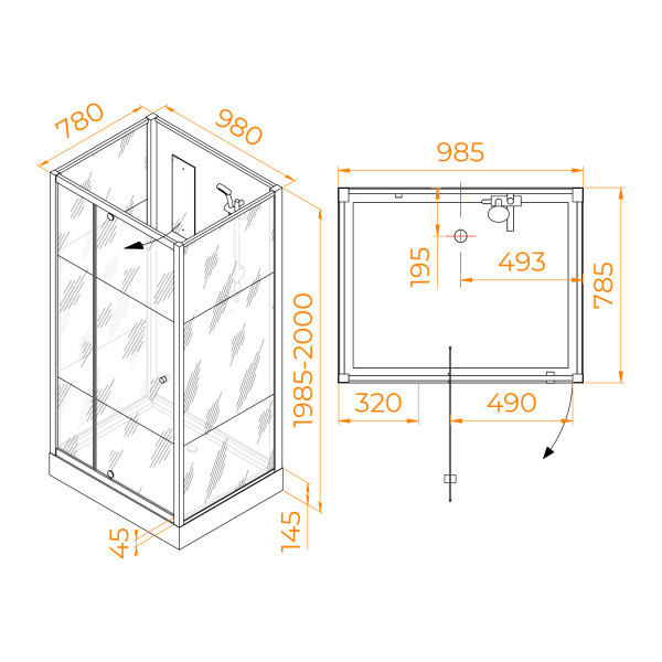Душевая кабина (80х80) RGW Andaman AN-207 411320788-95