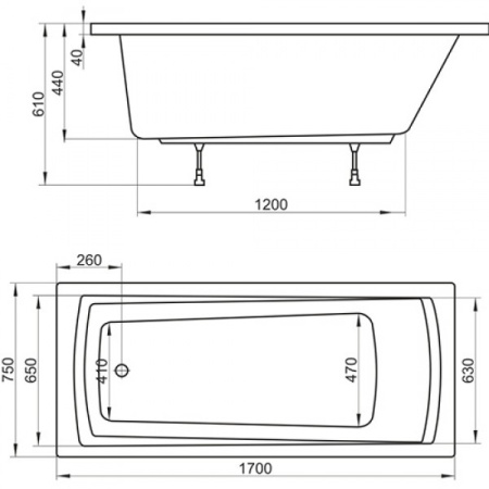 Акриловая ванна Ravak Domino Plus (170x75) 70508015