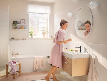 Смеситель для раковины с донным клапаном Hansgrohe Rebris S 72517670 черный матовый