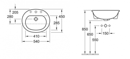 Раковина полувстраиваемая Villeroy&Boch O.Novo 41605501