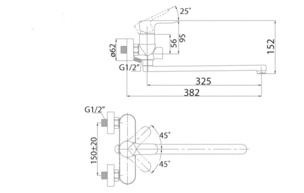 Смеситель для ванны  BelBagno RENO REN-VDLM-CRM