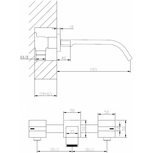 Смеситель ABBER Wasserfall AF8612SP для раковины скрытого монтажа, сатин