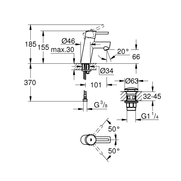 Смеситель для раковины однорычажный Grohe Concetto New 23931001 (23931 001)