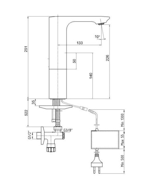 Смеситель для раковины электронный E.C.A. 108108046EX