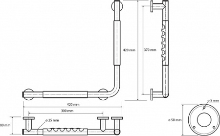 Поручень 90°C, резина Bemeta Omega 104507721