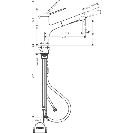  Смеситель для кухни Hansgrohe Zesis M33 sBox lite 74803800, черный матовый