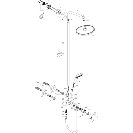 Душевая система с однорычажным смесителем Hansgrohe Crometta S 240 1jet Showerpipe 27269000 хром