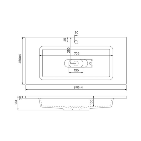 Тумба с умывальником IDDIS подвесная с ящиками белая Esper 100 см (ESP10W0i95K)