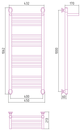 Полотенцесушитель Водяной Сунержа Богема с полкой + (100х40) Матовое Золото 032-0223-1040