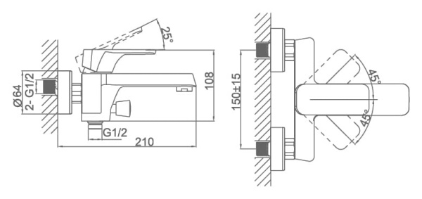 Смеситель для ванны D&K Berlin Freie (DA1433201)