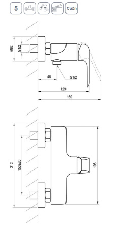 Смеситель для душа Ravak Flat FL 032.20/150 X070177