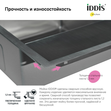 Мойка IDDIS Haze 780*510 сатин, левая (HAZ78SLi77)