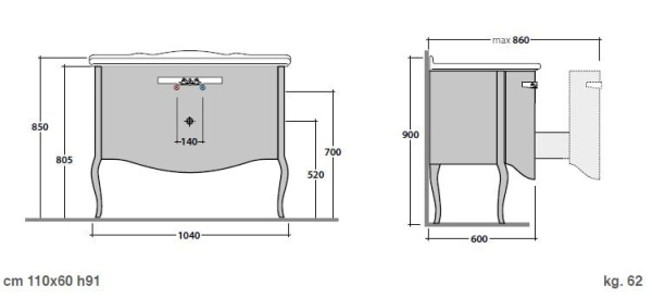 Комплект мебели GLOBO Paestum PATS22 + PASS59  fog.arg