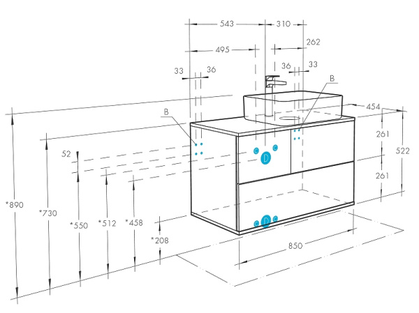 Тумба с раковиной Aquaton Терра 85 1A2472K3TEKA0