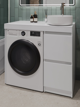 Тумба напольная под стиральную машину с раковиной Orange Sistema STM-100TUW+B09-360W  белый
