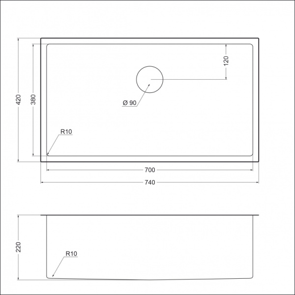 Кухонная мойка (74х42) EMAR EMB-133 PVD Nano Dark снят с производства