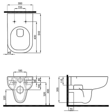 Подвесной унитаз безободковый  Ifo Grandy Rimfree RP213100200