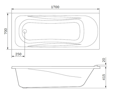 Ванна акриловая (170x70) Am.Pm Sense W76A-170-070W-A