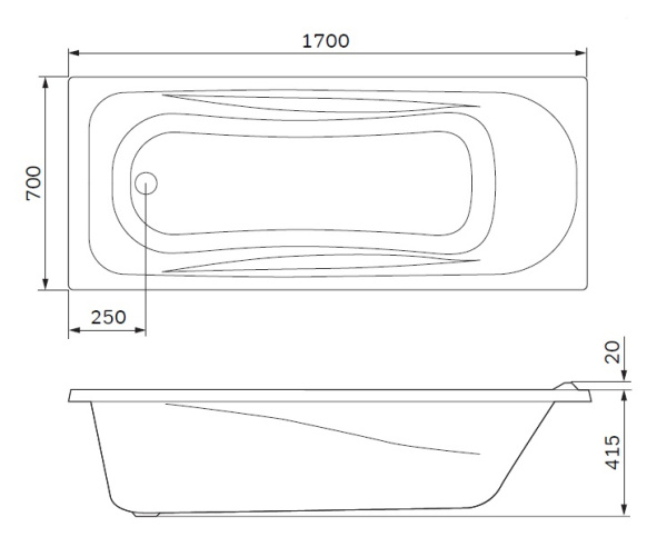 Ванна акриловая (170x70) Am.Pm Sense W76A-170-070W-A Ванна акриловая (170x70) Am.Pm Sense W76A-170-070W-A