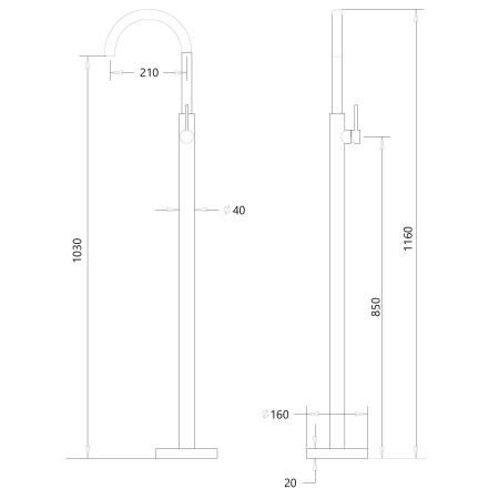 Смеситель ABBER Wasser Kreis AF8141 напольный для раковины, хром