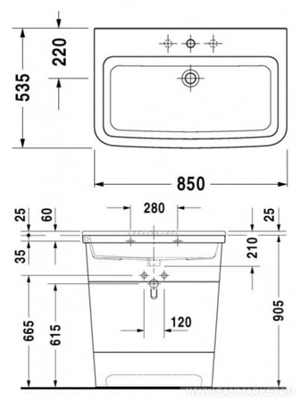 Раковина мебельная Duravit 2622850000