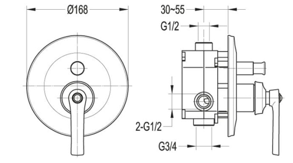 Смеситель для душа Cezares Lana LANA-VDIM-01