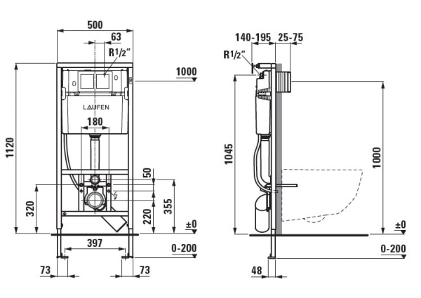 Инсталляция для подвесного унитаза Laufen LIS 8.9466.1.000.000.1