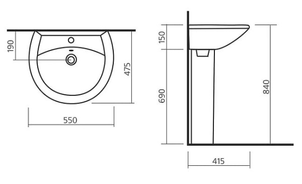 Раковина Sanita Аттика (55х47)  ATC55SAWB01