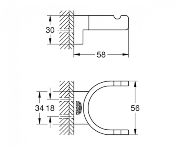 Двойной крючок GROHE Selection 41049 BE0 (41049BE0) никель глянец