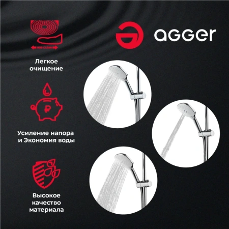Душевая лейка Agger Marine  AHS05 3 режима, хром