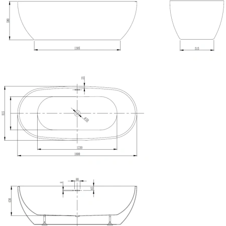 Акриловая ванна (180х81) ABBER AB9263-1.8 без гидромассажа, белый