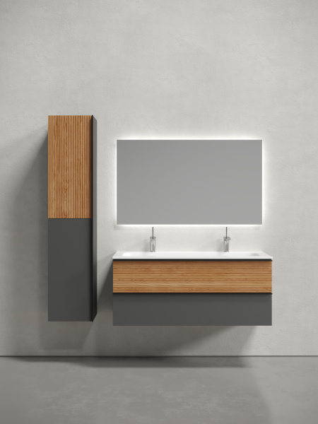 Тумба под раковину Sancos  Delta DL120GR дуб красный/графит