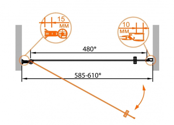 Душевая дверь в нишу Cezares ROYAL PALACE-A-B-1-90-CP-Cr