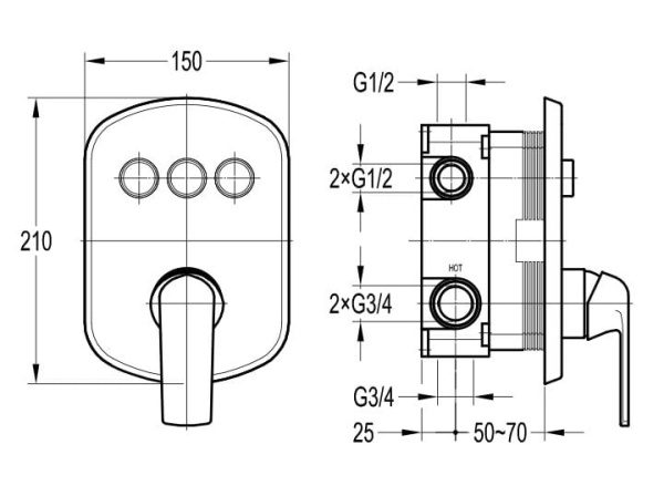 Смеситель для душа Cezares Globo GLOBO-F-VDIM3-B-01