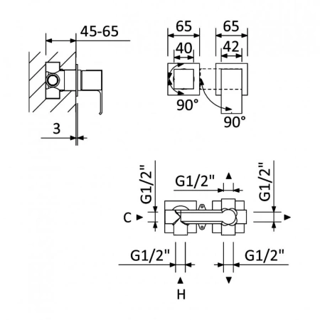 Смеситель для душа Cezares Porta PORTA-VDIM3-M-01