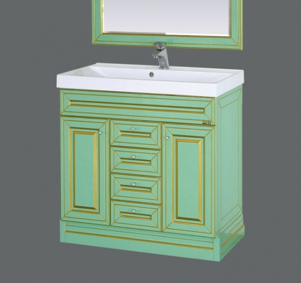 Тумба Misty Praga 105 с 3 ящ.+ раковина (салатовая платина)