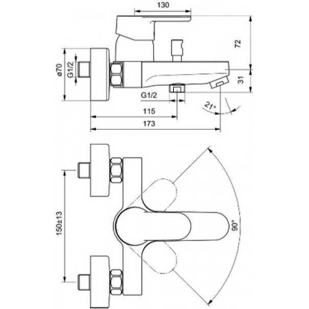 Смеситель для ванны Ideal Standard Vito B0412AA
