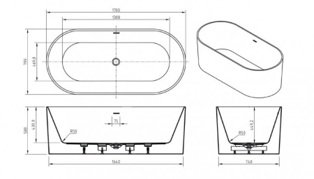Акриловая ванна (170x80) BelBagno BB705-1700-800