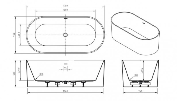 Акриловая ванна (170x80) BelBagno BB705-1700-800 Акриловая ванна (170x80) BelBagno BB705-1700-800