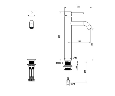 Смеситель для раковины высокий Bronze de Luxe Scandi 1452W
