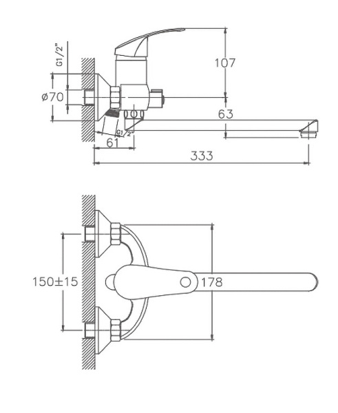 Смеситель для ванны Cron CN2321 Смеситель для ванны Cron CN2321